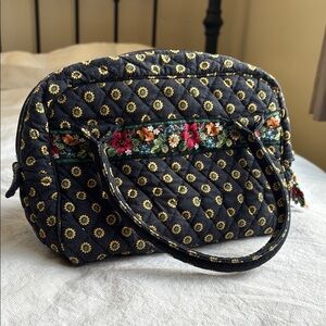 Vera Bradley Floral Sunflower Patterned Black Quilted Women's Bag